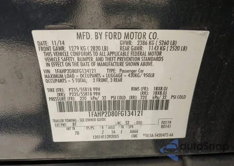 2015 Ford Taurus Se from USA, damaged, VIN 1FAHP2D80FG134121